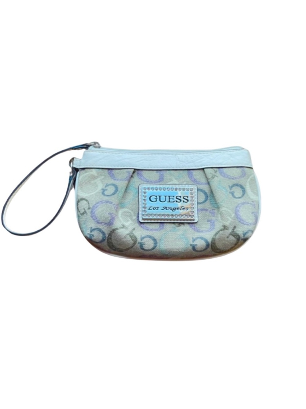 GUESS Los Angeles Taluca Logo Canvas Bling Wristlet